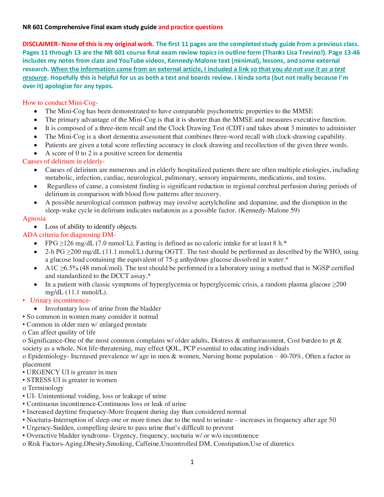 Preview image for NR 601 final review NR 601 Comprehensive Final exam study guide and practice questions
